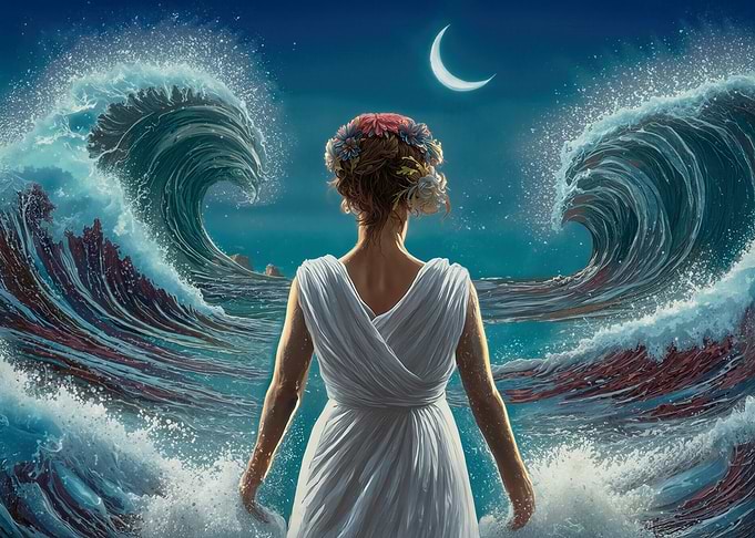 Woman in White Dress by the Sea