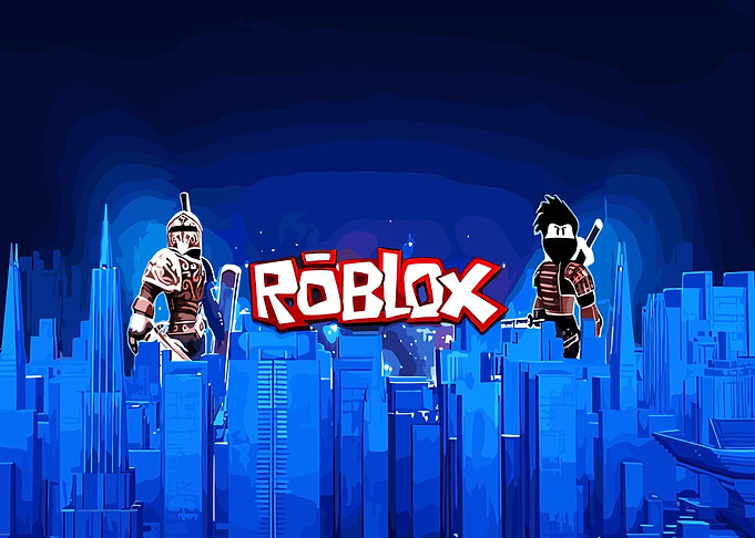 Roblox cityscape with characters