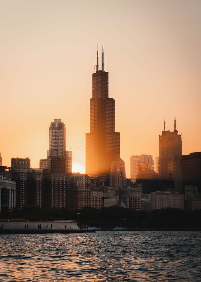 Chicago Skyline at Sunset