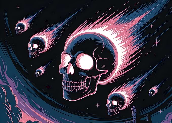 Skull Comets in the Night Sky