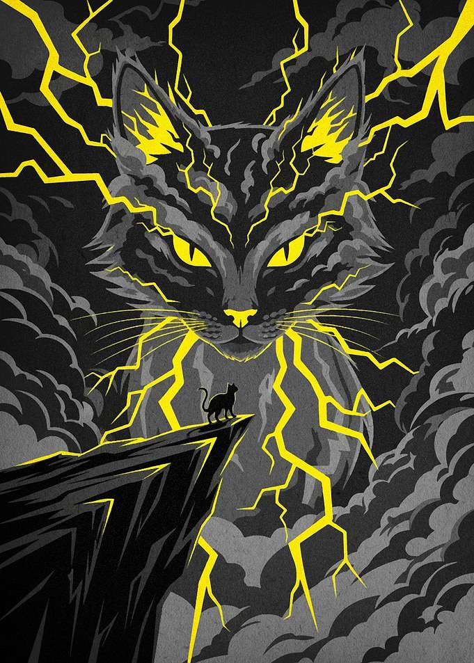 Giant Cat with Lightning