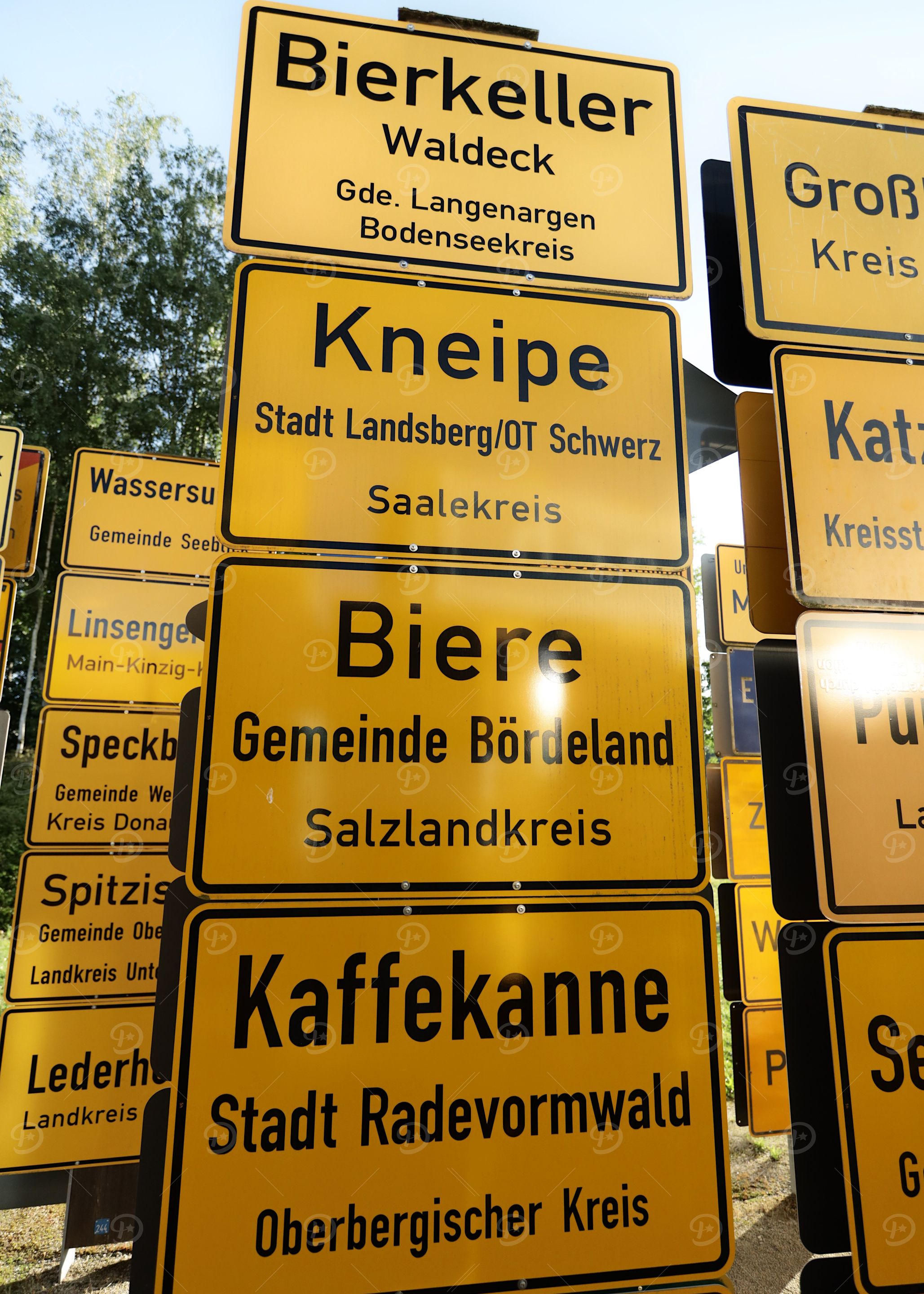 German Road Signs Stacked Together