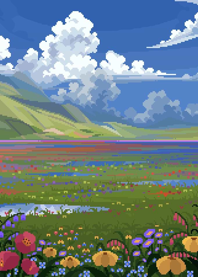 Pixel Art Meadow Landscape