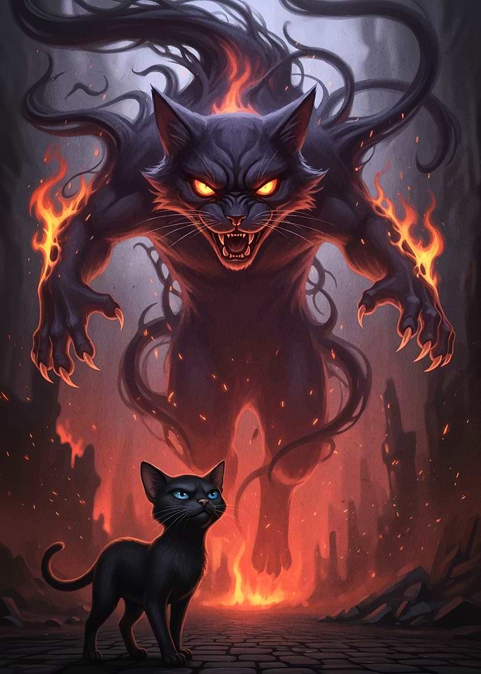 Cat Fiery Monster