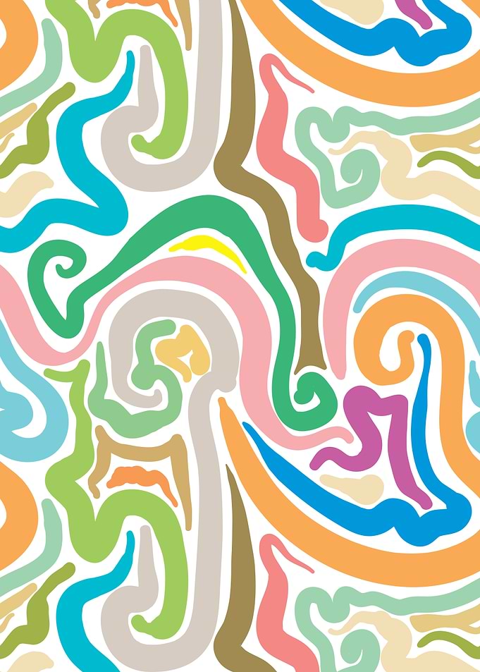 Colorful Abstract Swirl Pattern on White