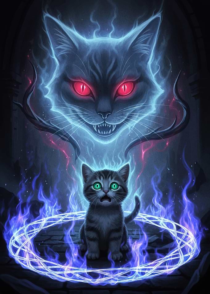 Scared Kitten Ghostly Cat Above