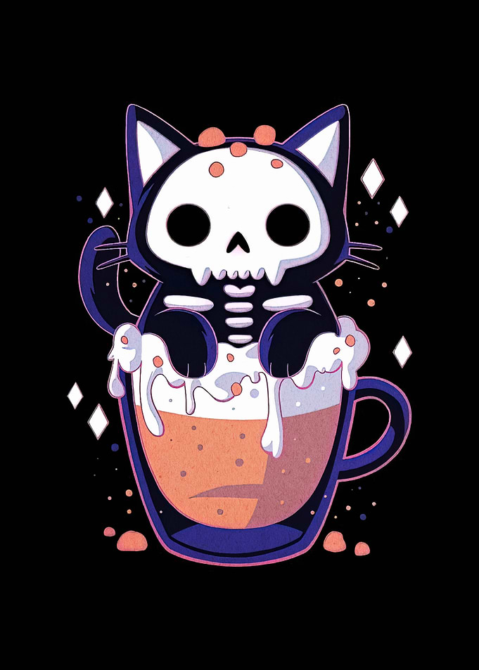 Cute Spooky Cat in Mug