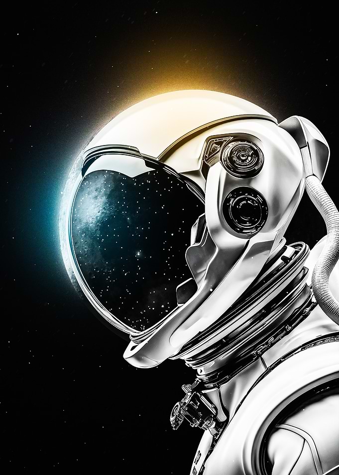 Astronaut Helmet in Space