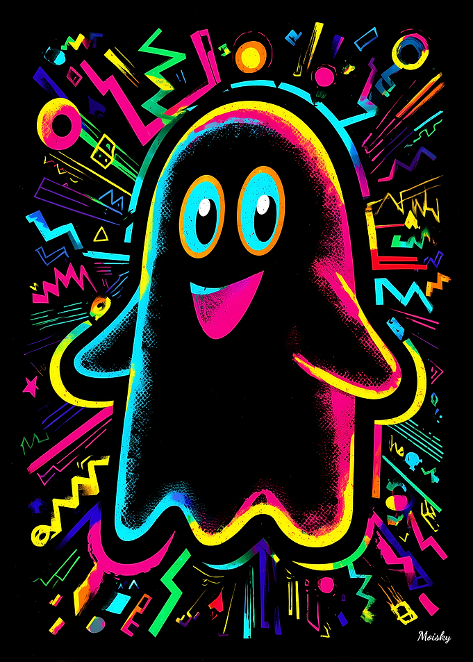 Neon Pop Ghost Colorful Retro Halloween Wall Art