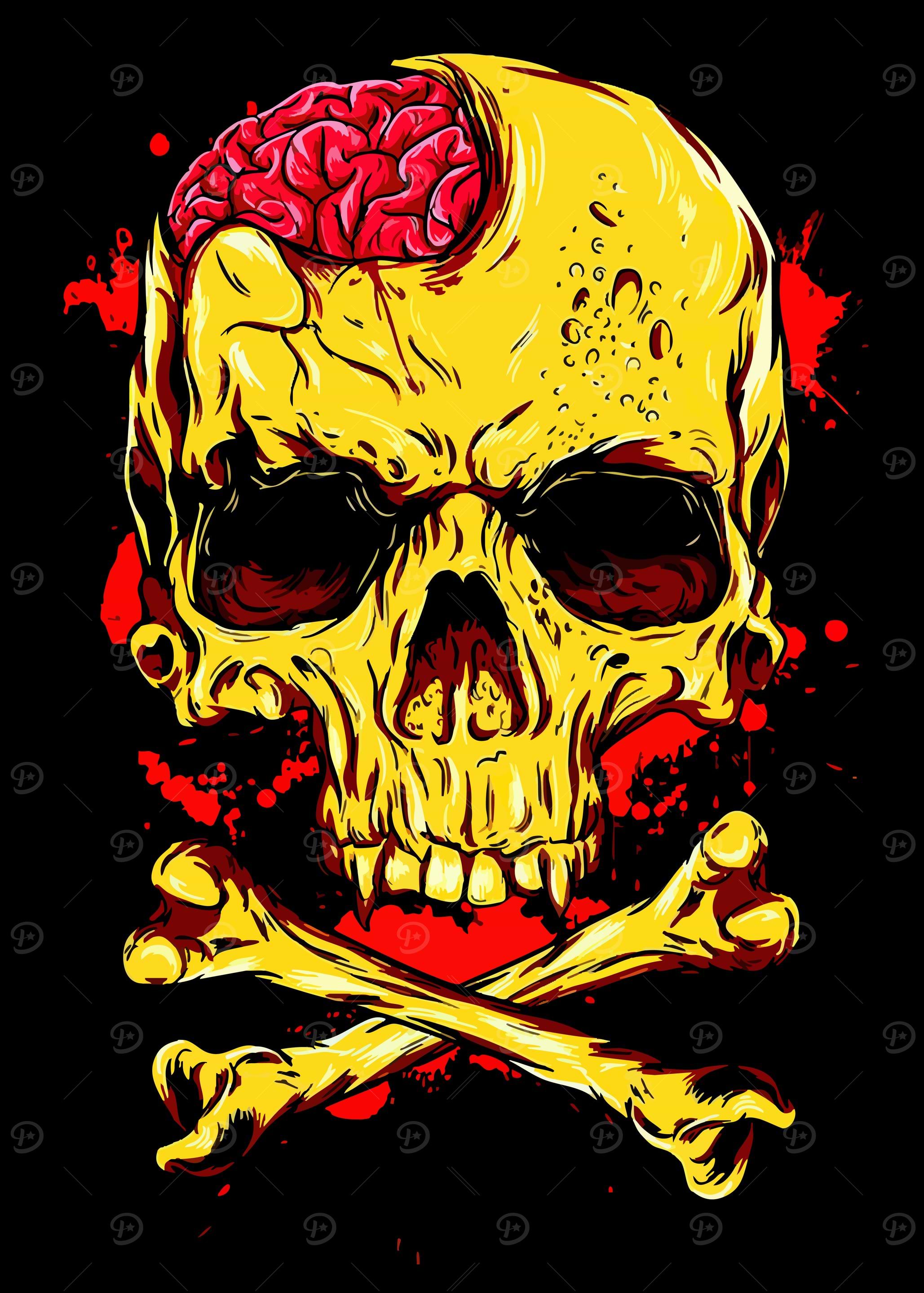 Skull with Brain and Crossbones
