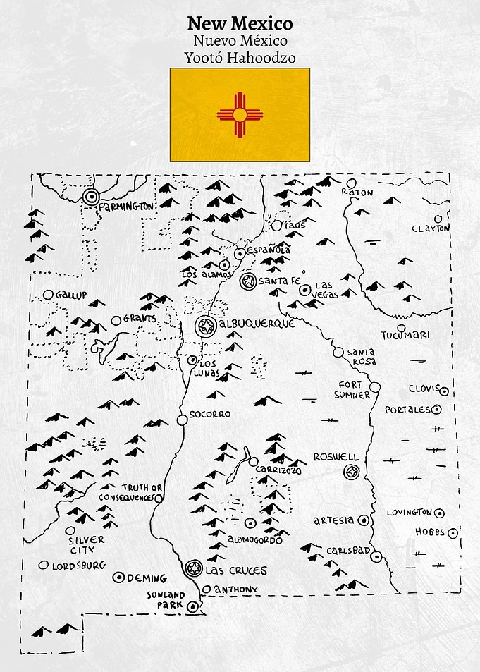 Hand Drawn Map of New Mexico