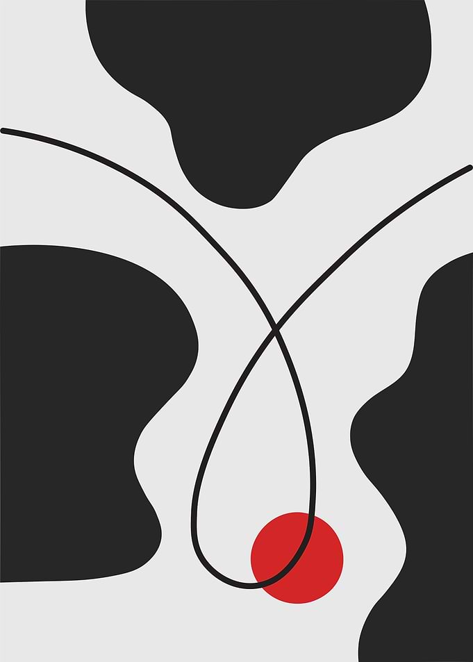 Abstract Black, White, and Red Composition