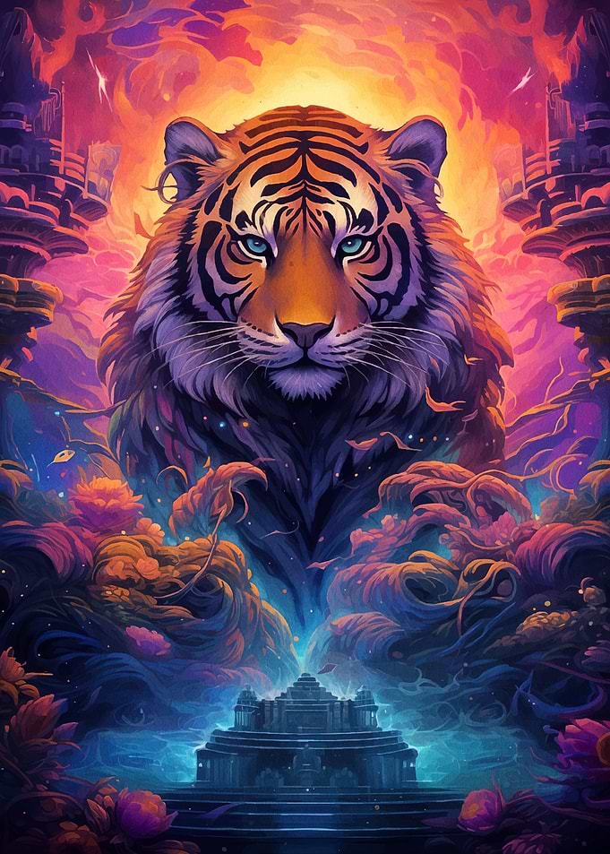 Majestic Tiger Fantasy Landscape