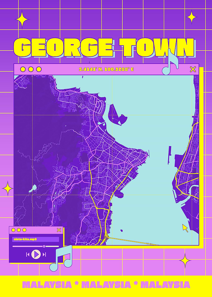 George Town, Malaysia Map Art