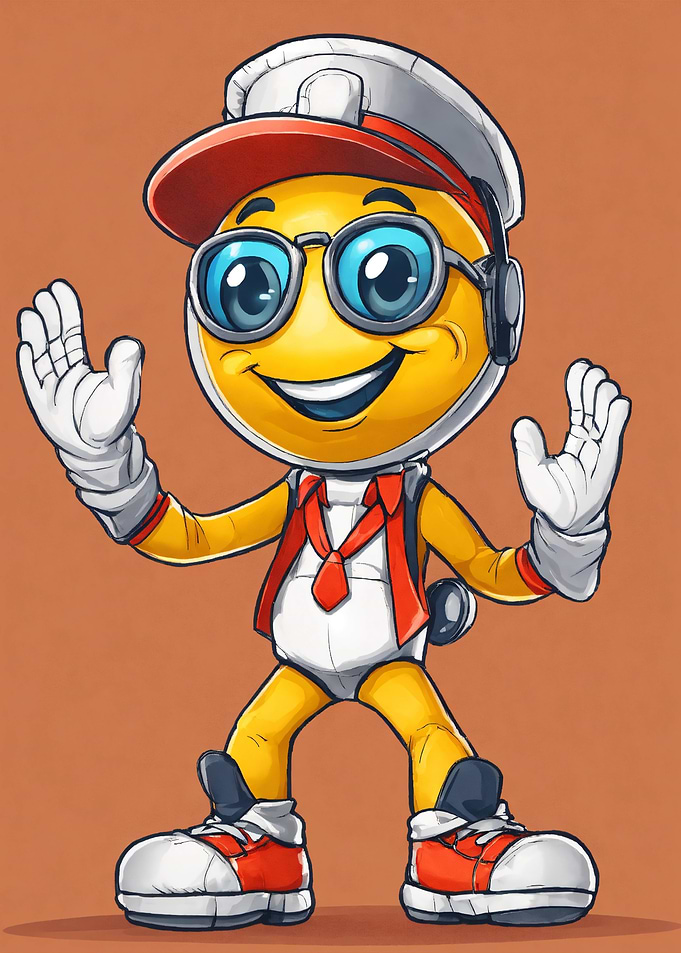 Cartoon Emoji Character with Cap and Glasses