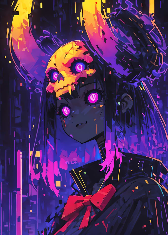 Anime Girl with Skull Mask