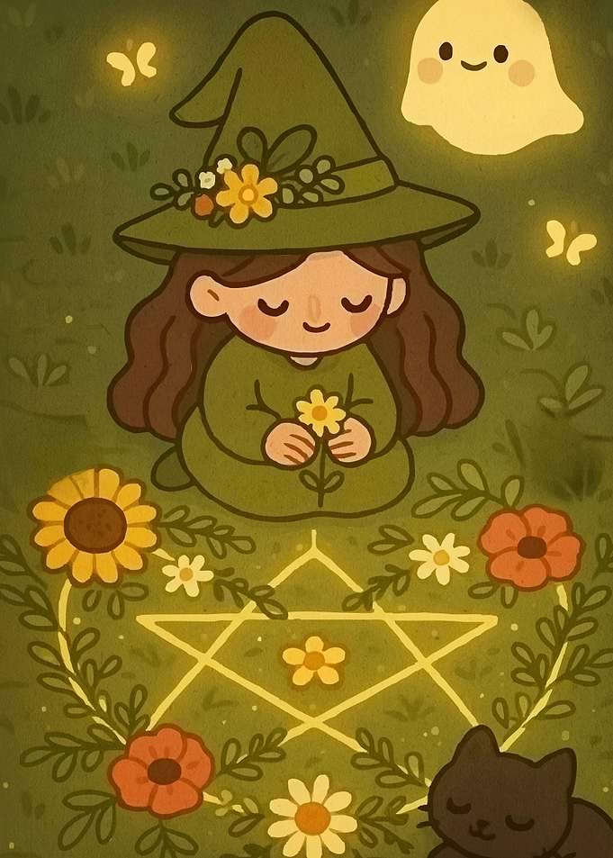 Cute Witch Ghost Cat