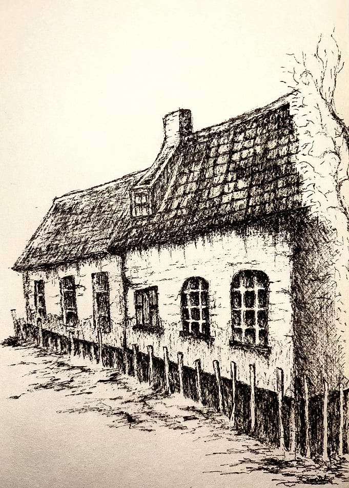 Ink Drawing of an Old House