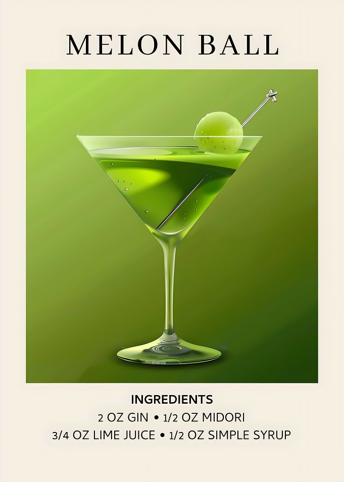 Melon Ball Cocktail Recipe Illustration