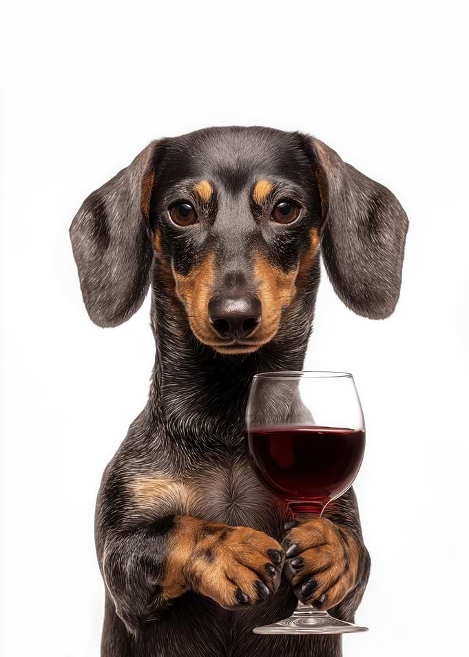 Dachshund with Wine Glass