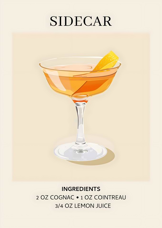 Sidecar Cocktail Recipe Illustration