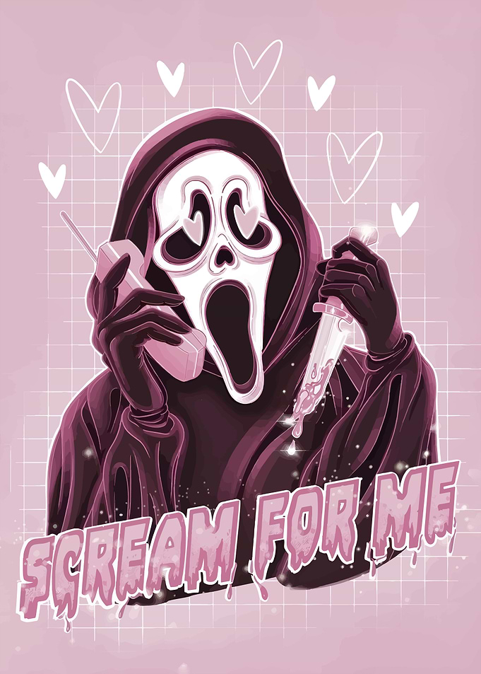 Scream Ghostface with Hearts and Knife