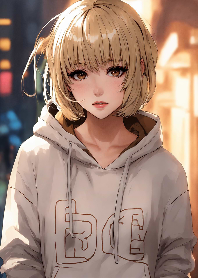 Anime Girl in Hoodie Portrait