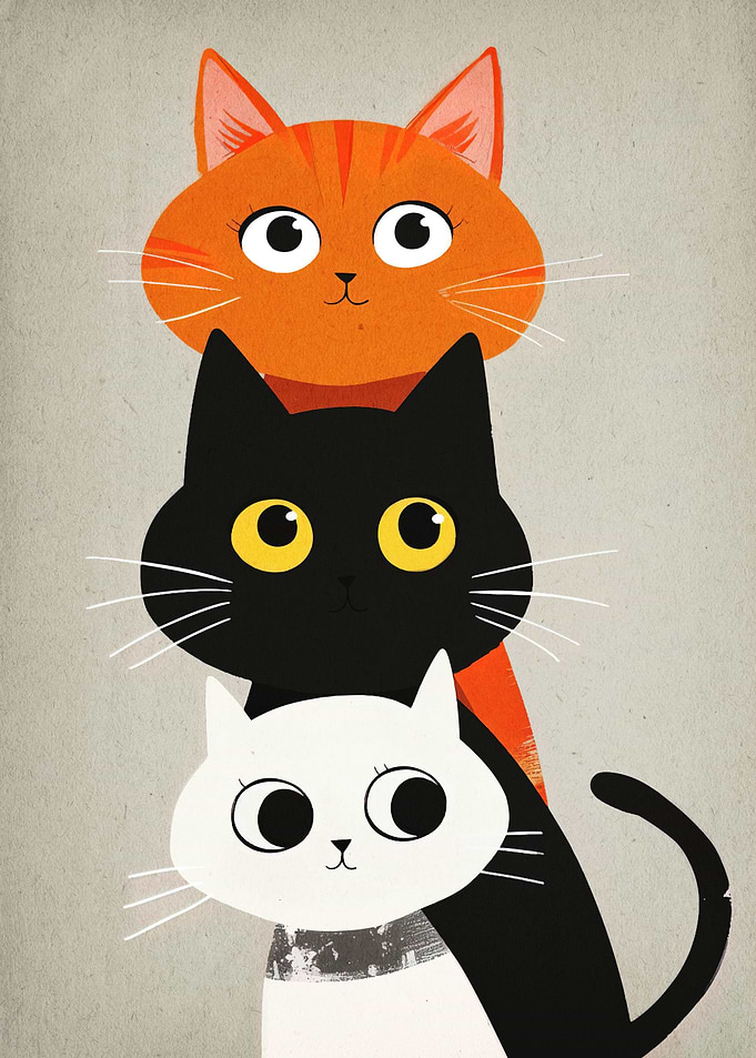 Stacked Cats Illustration