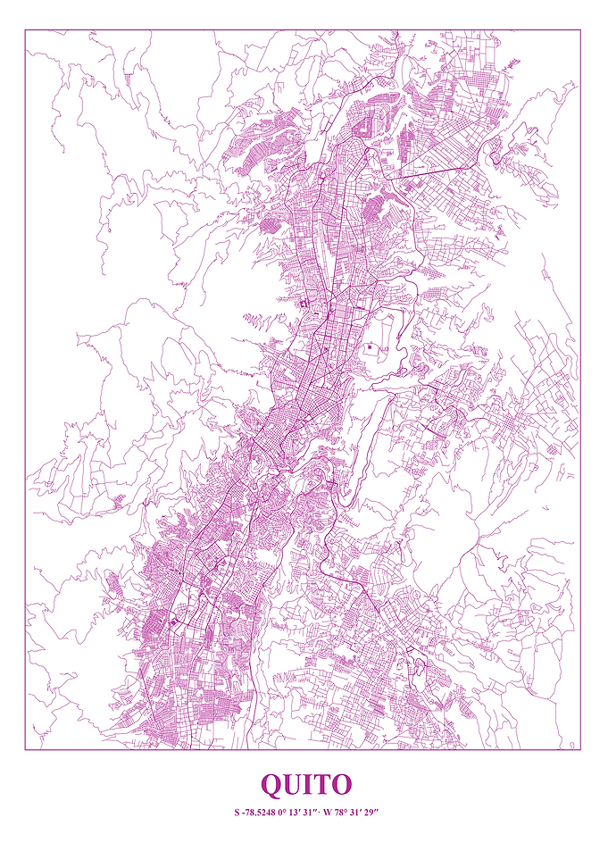 Quito City Map - Pink