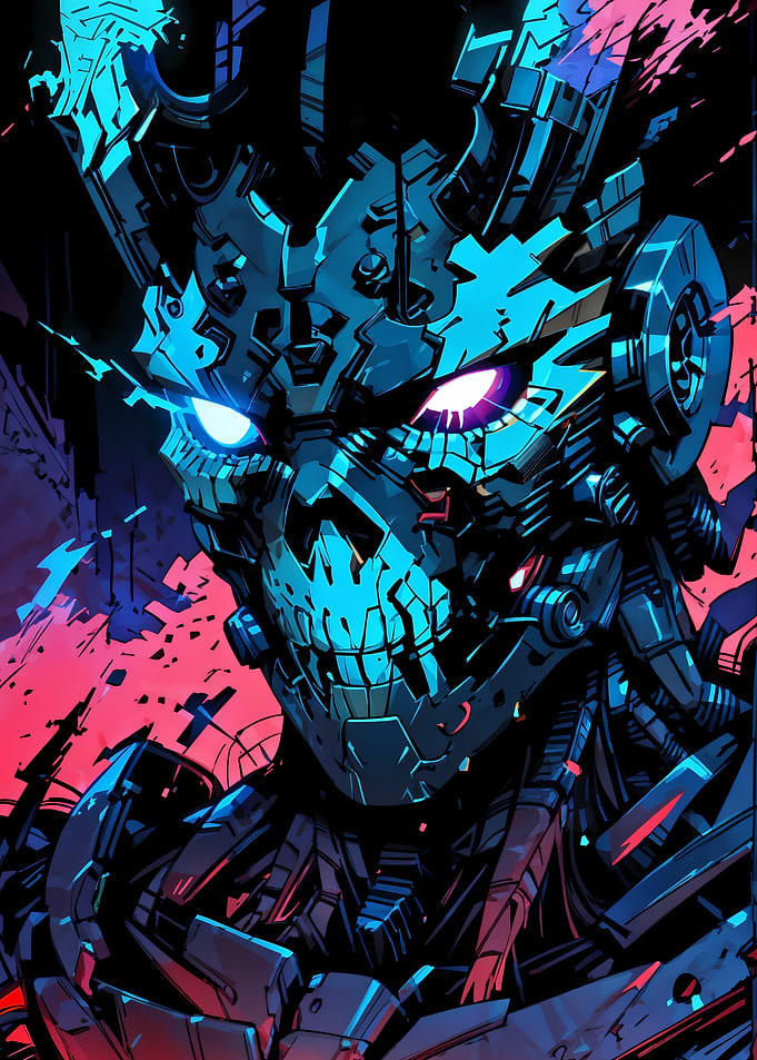 Cyberpunk Robot Warrior Portrait