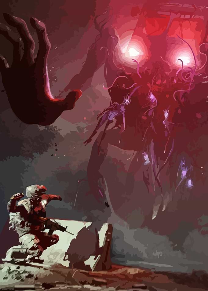 Soldier versus Giant Monster Digital Art