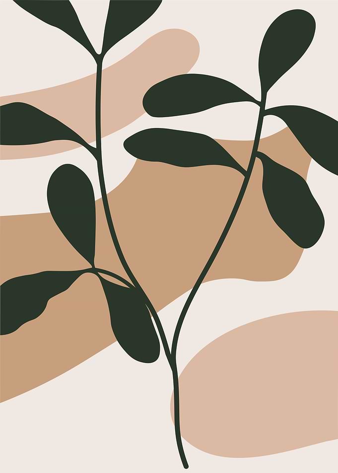 Minimalist Botanical Art with Abstract Shapes