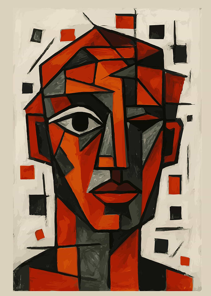 Abstract Portrait in Red and Black