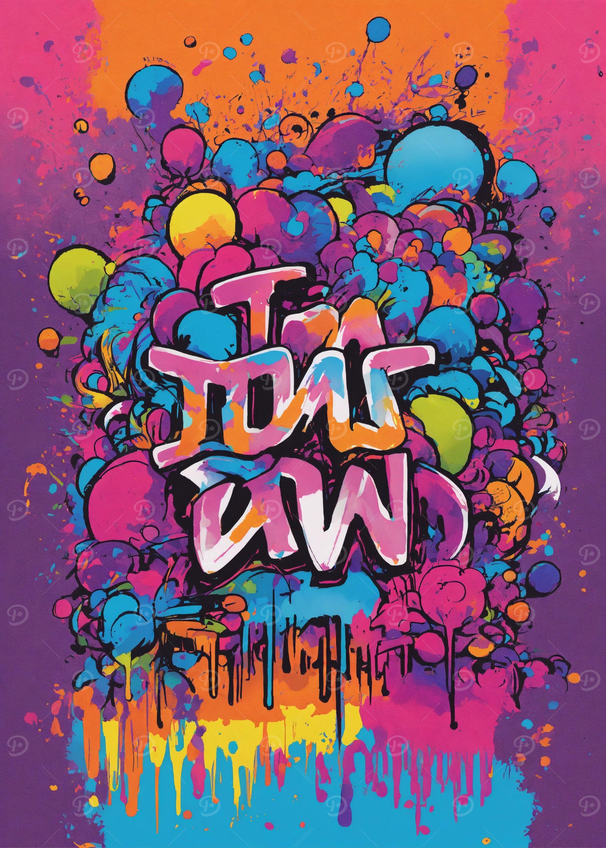 Colorful Abstract Graffiti Art with Text