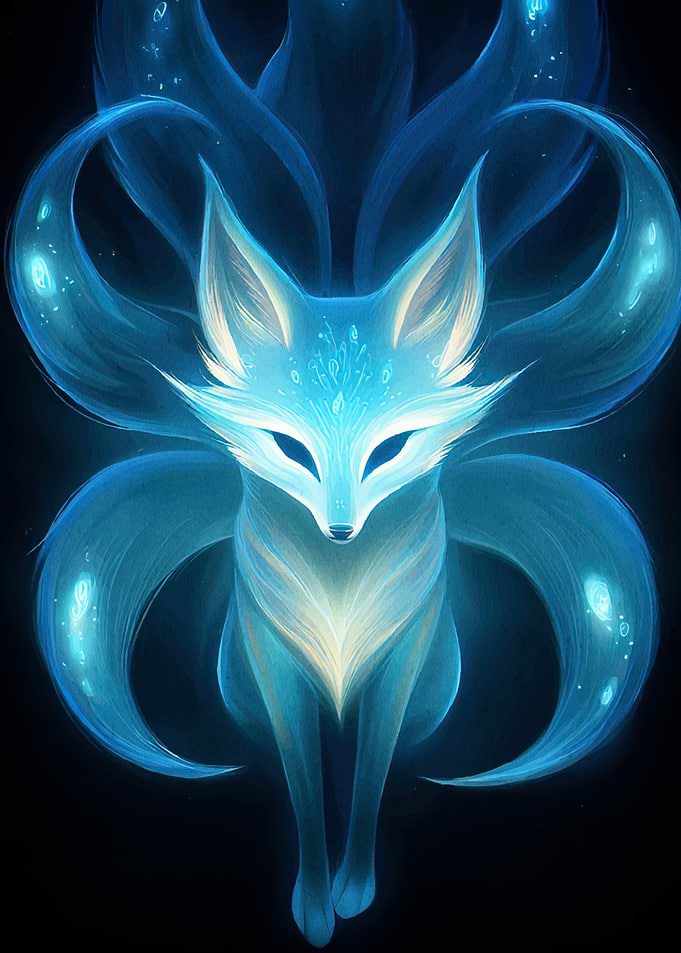 Glowing Nine-Tailed Fox Animal