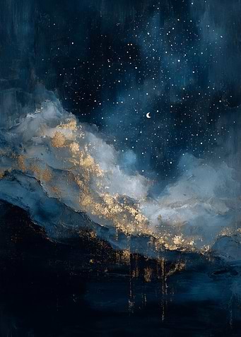 Abstract Night Sky with Golden Accents