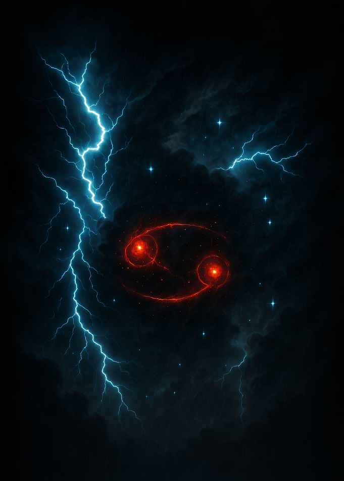 Cancer Zodiac Sign with Lightning
