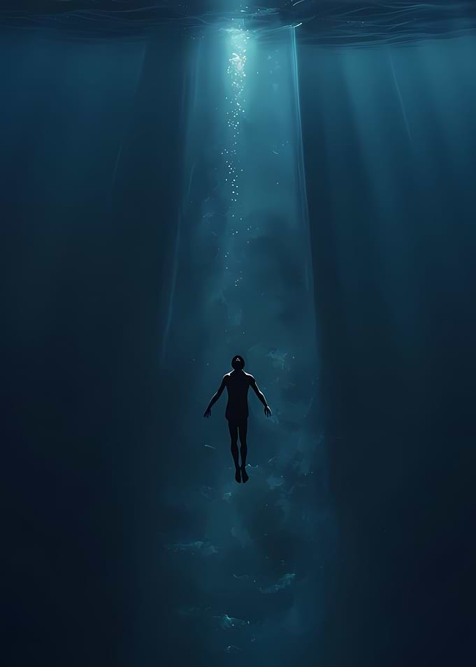 Underwater Descent: Solitude in the Deep