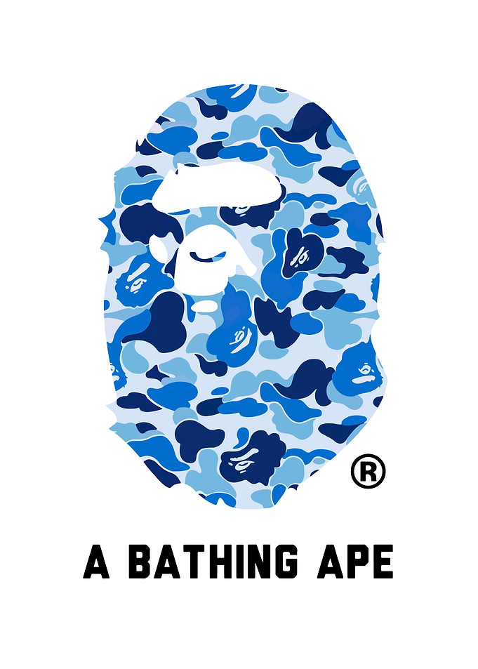 A Bathing Ape Blue Camo Logo