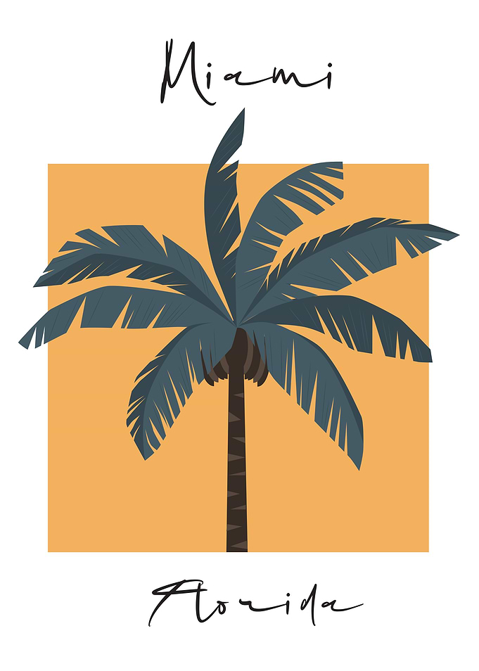 Miami Florida Palm Tree Illustration
