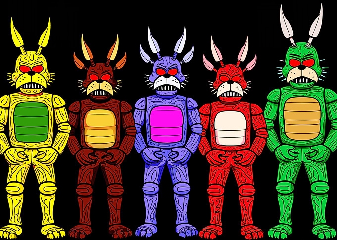 Five night. at freddys Colorful Robotic Rabbit Figures