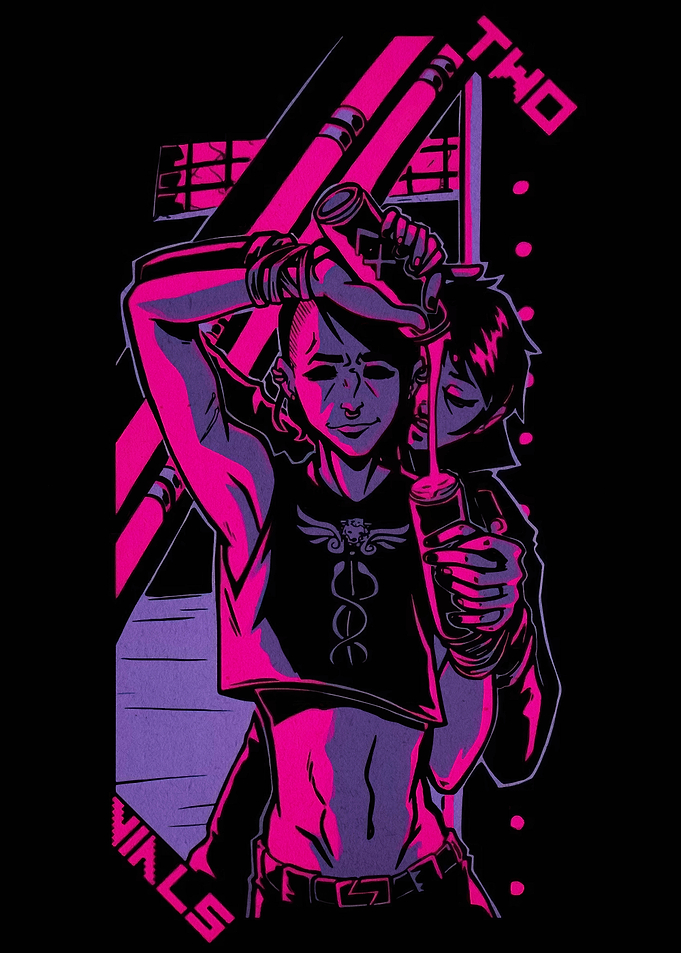 Two Drinks Neon Art