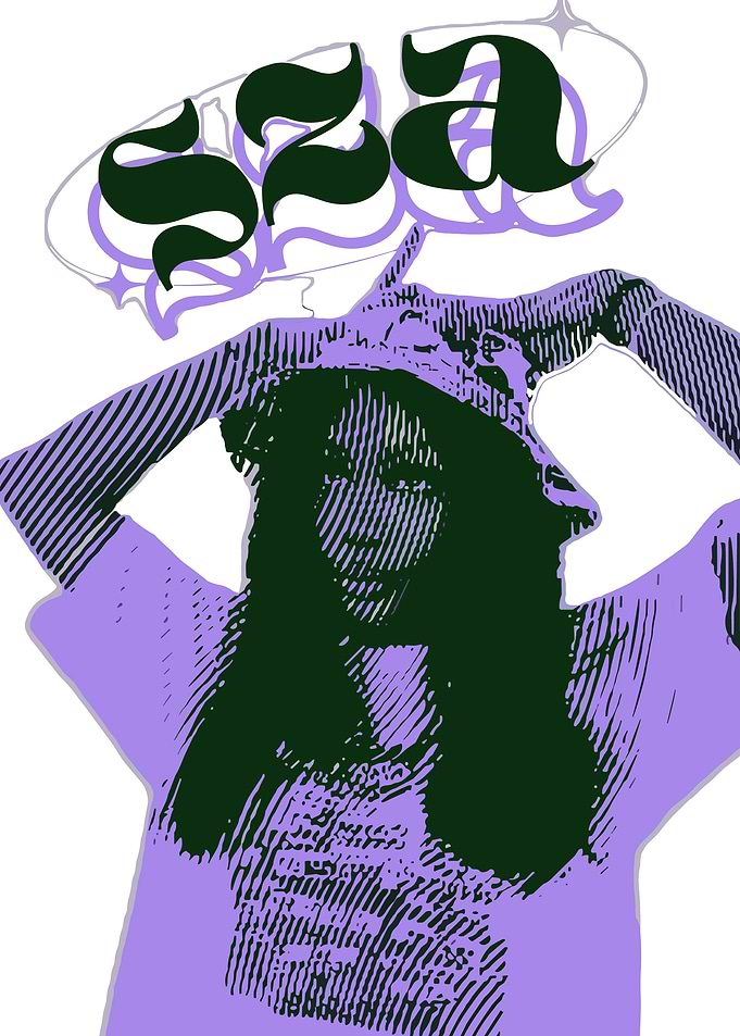 SZA Portrait with Lilac and Green