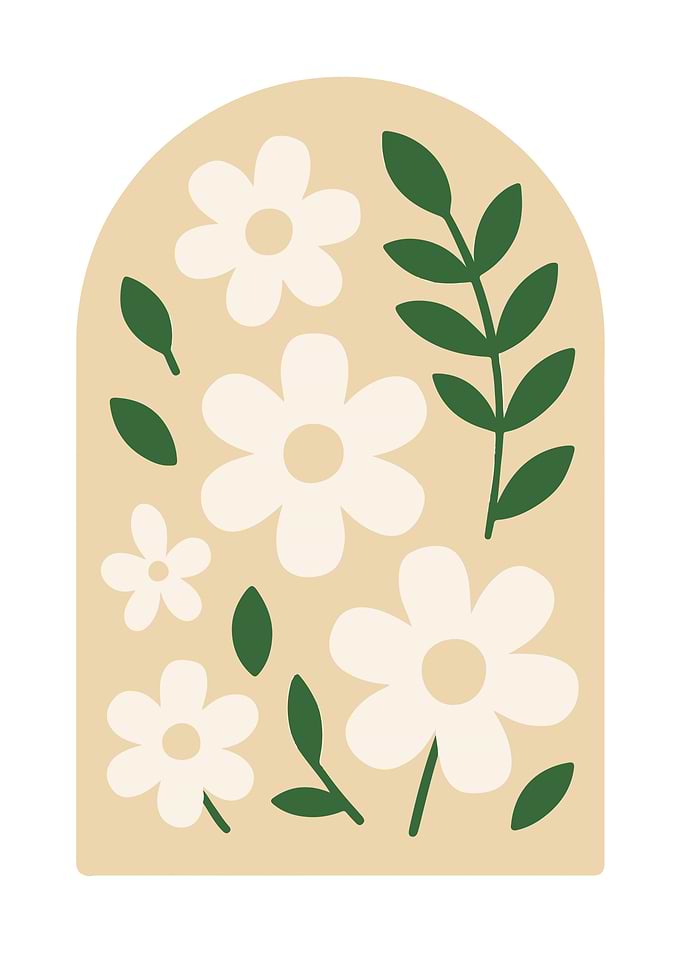 Floral Arch Illustration with Daisies and Leaves