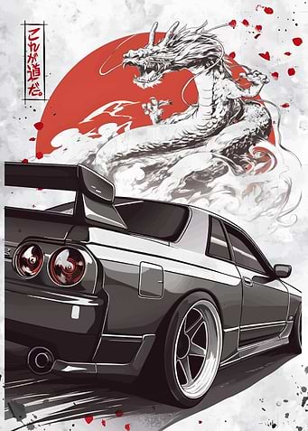 Nissan Skyline R32 with Dragon Art