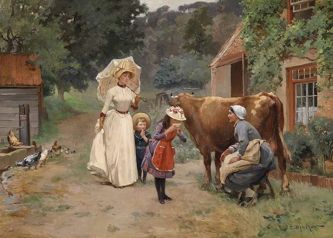 Pastoral Scene with Figures and Cow