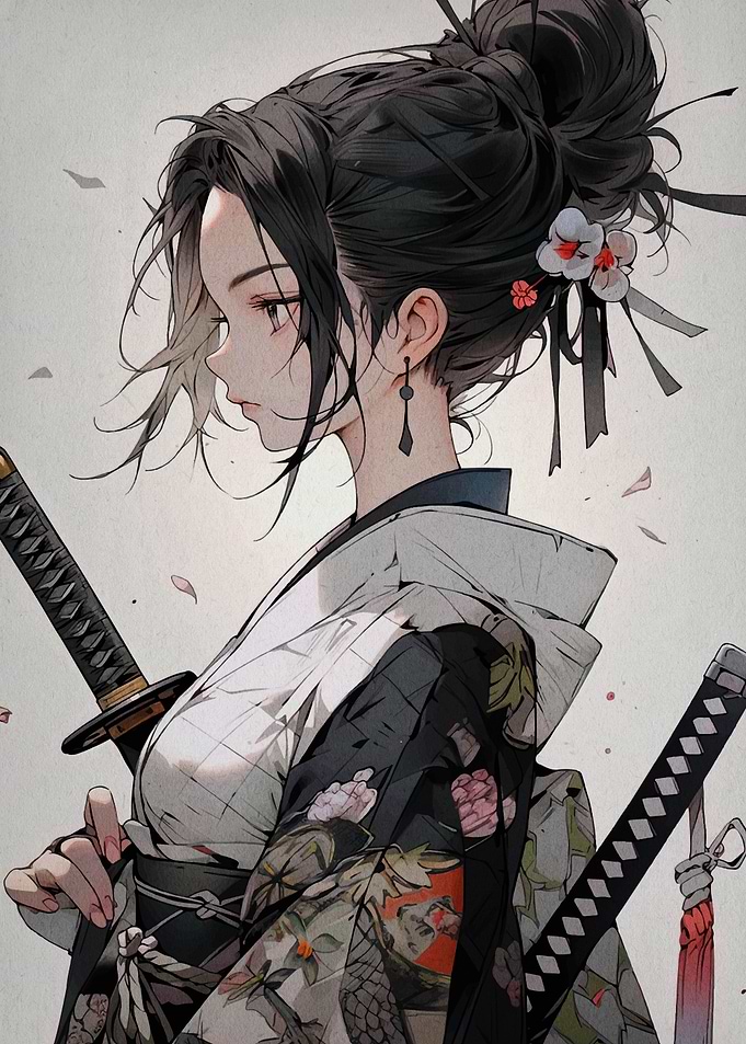 Anime Samurai Girl with Katana