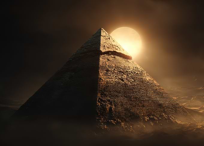 Pyramid under a bright sun
