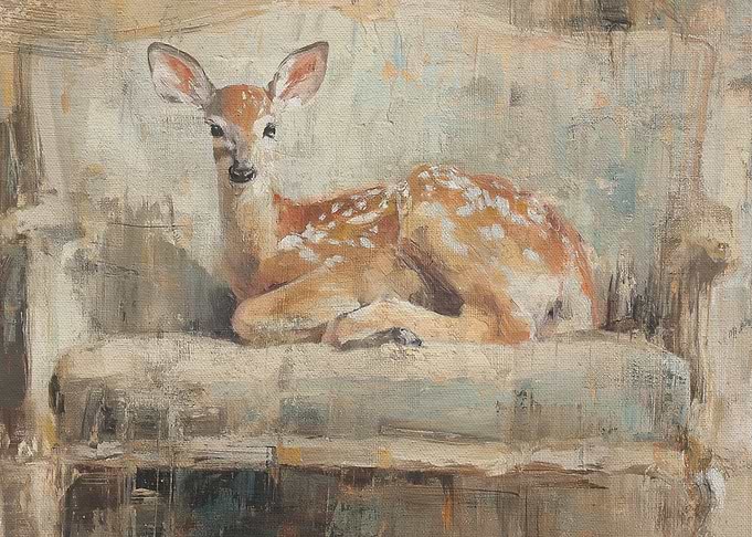 Fawn Resting on a Chair Painting