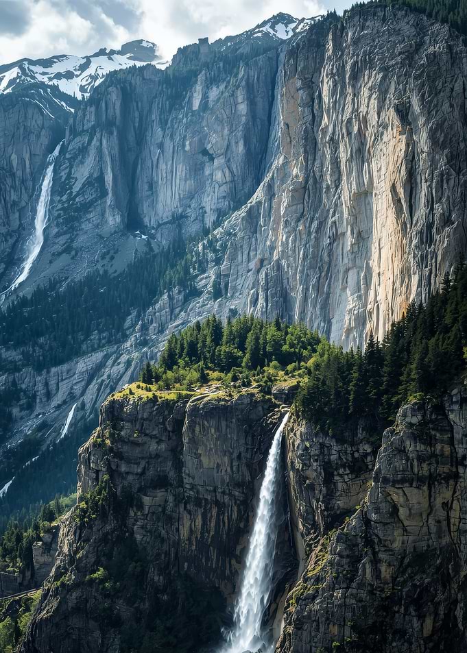 Majestic Mountain Waterfall Landscape